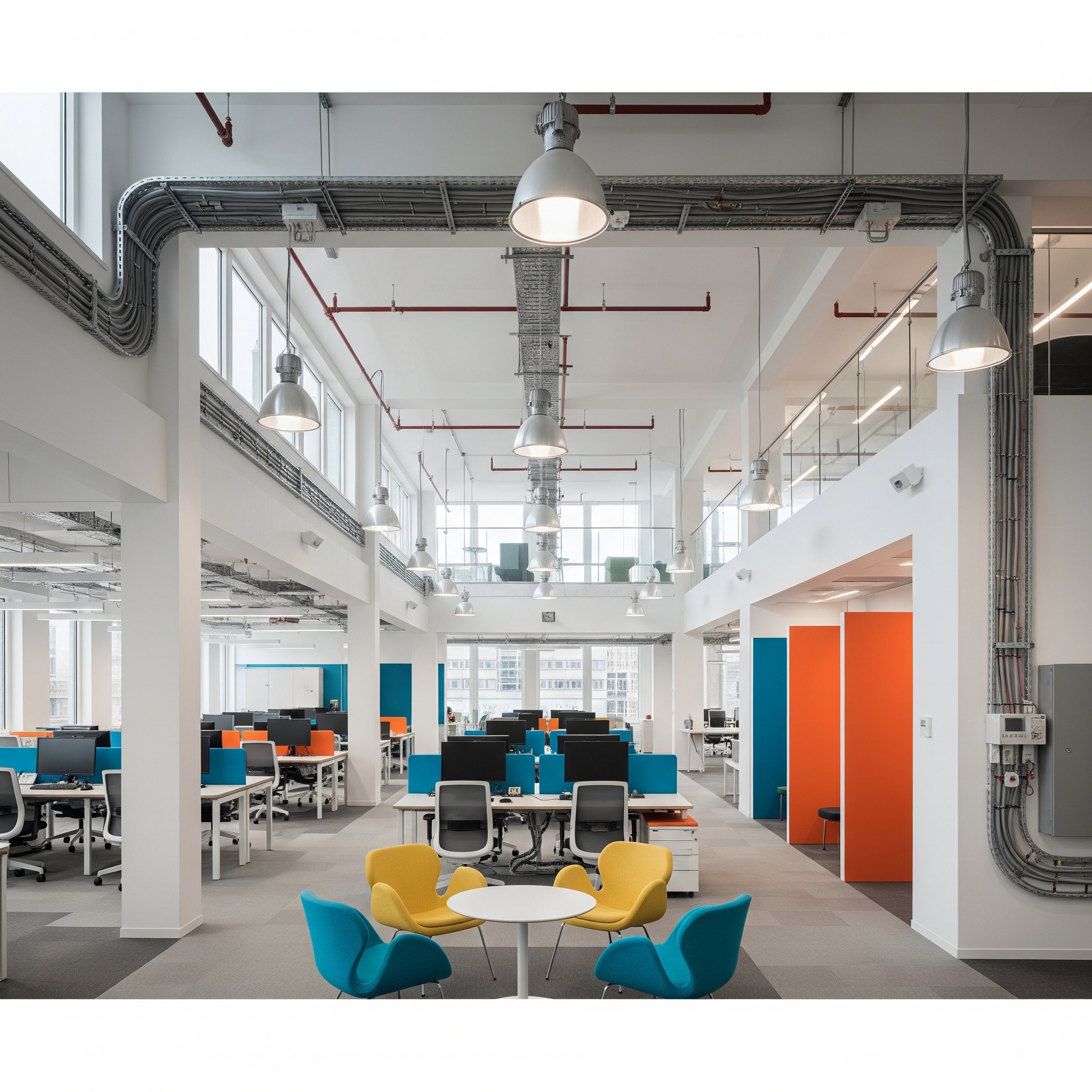 Installation électrique dans un espace de bureau moderne