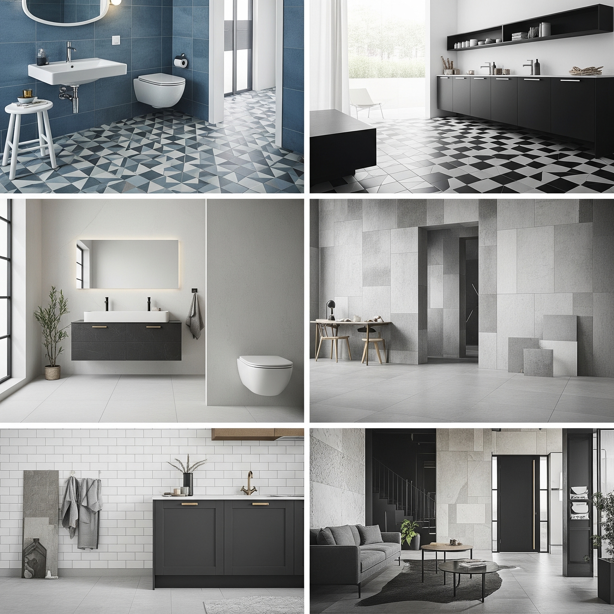 Pose de carrelage grand format dans un intérieur moderne